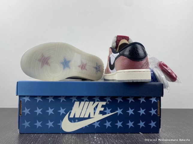 Official Maikesneakers FN0432-017 1 ROOM AIR LOW OG BLACK' X 'RED TROPHY JORDAN 0818